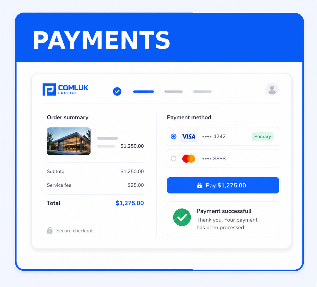 Visual representation of the COMLUK Profile Payments add-on