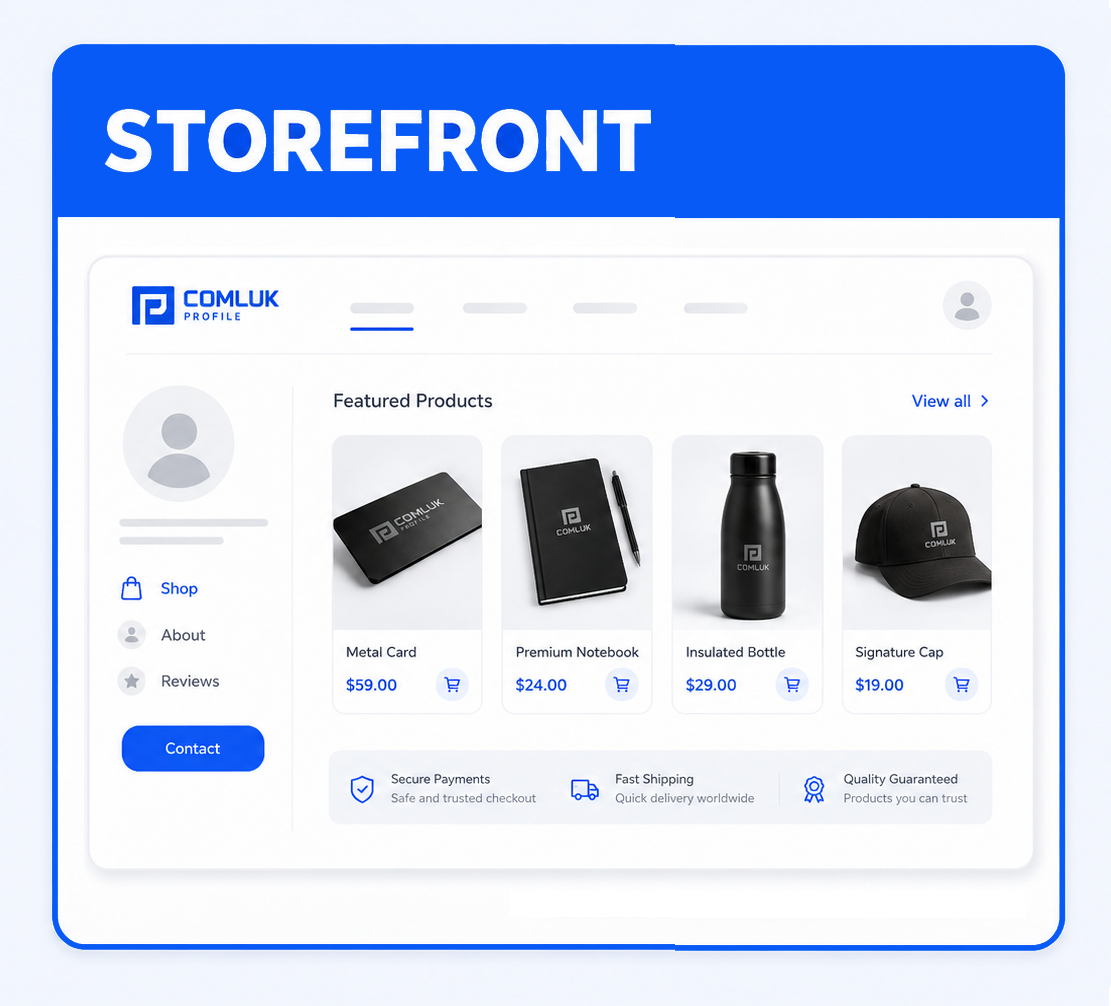 Visual representation of the COMLUK Profile Storefront add-on