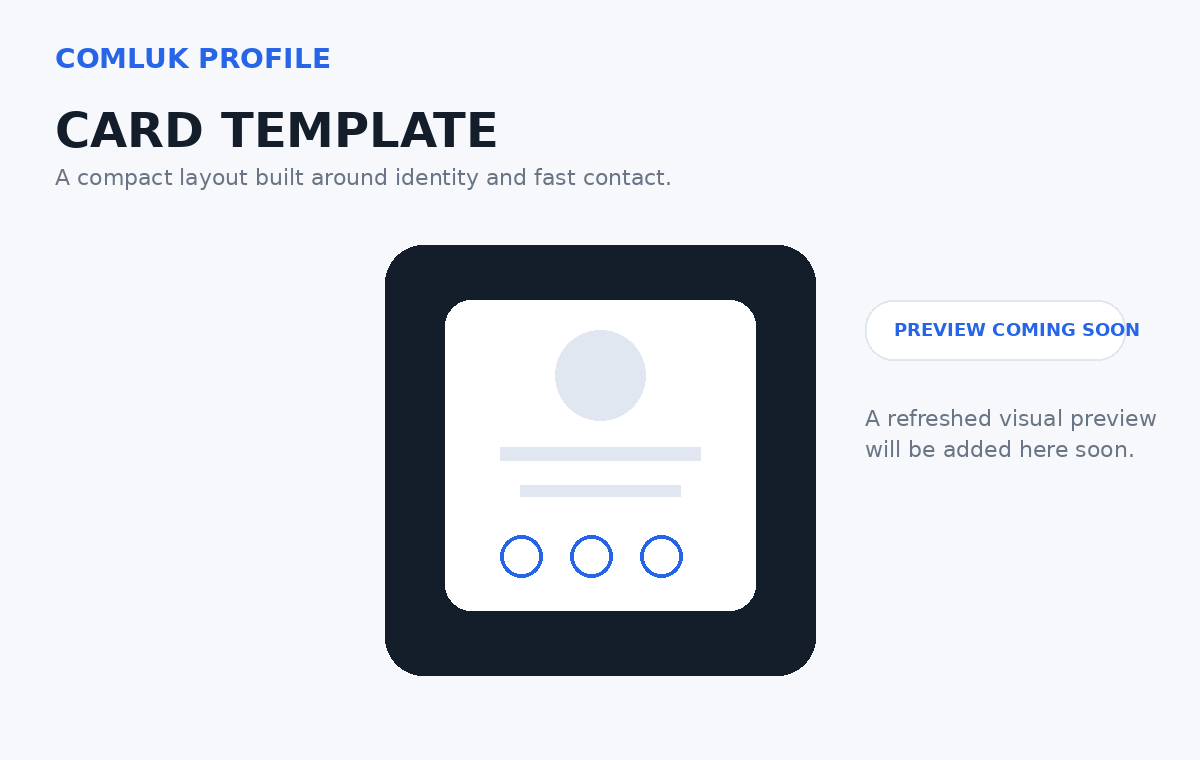 COMLUK Profile Card template preview